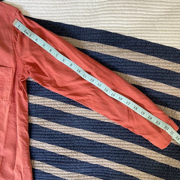 Cloth & Stone Anthropologie Orange Button Up Shirt with Fringe - Picture 3 of 6